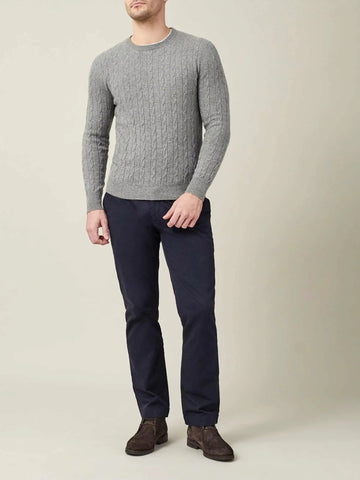 Cable Knit Crewneck Sweater for Men
