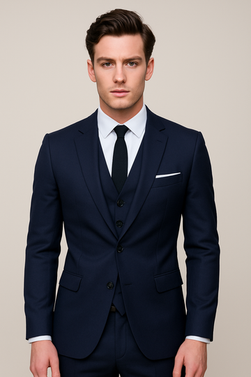 Men’s 3-Piece Slim Fit Suit – Single-Breasted Formal Blazer, Waistcoat and Trousers