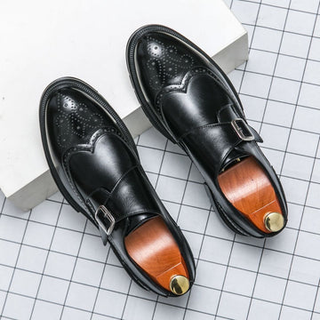 Men’s Monk Strap Oxford Shoes – Wingtip Brogue Design for Refined Formal and Smart-Casual Wear