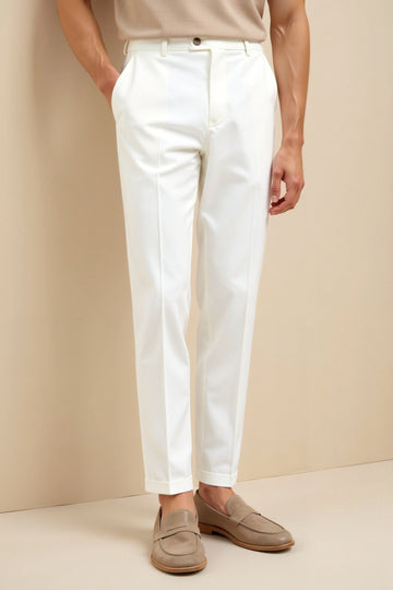 Men’s Slim Fit Ankle Trousers – Mid-Rise Tailored Style