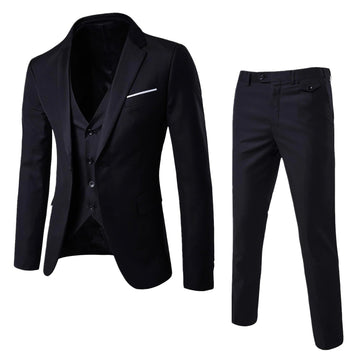 Men’s Slim Fit Three-Piece Suit – Blazer, Waistcoat & Trousers