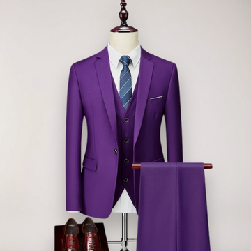 Men’s Three-Piece Slim Fit Suit – Tailored Blazer, Waistcoat and Trousers for Formal Events