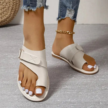 Women’s Black Slip-On Sandals – Crossover Strap Casual Flats