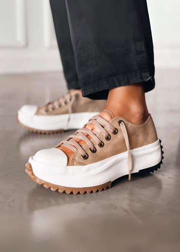 Women’s Chunky Sole Lace-Up Sneakers – Casual Platform Trainers