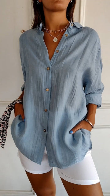 Women’s Long Sleeve Button-Down Shirt – Casual Summer Blouse