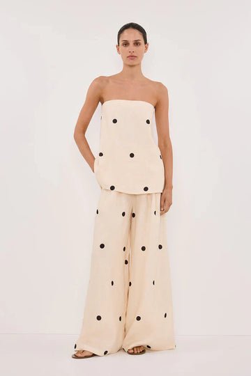 Women’s Polka Dot Wide-Leg Pants And Strapless Top Set