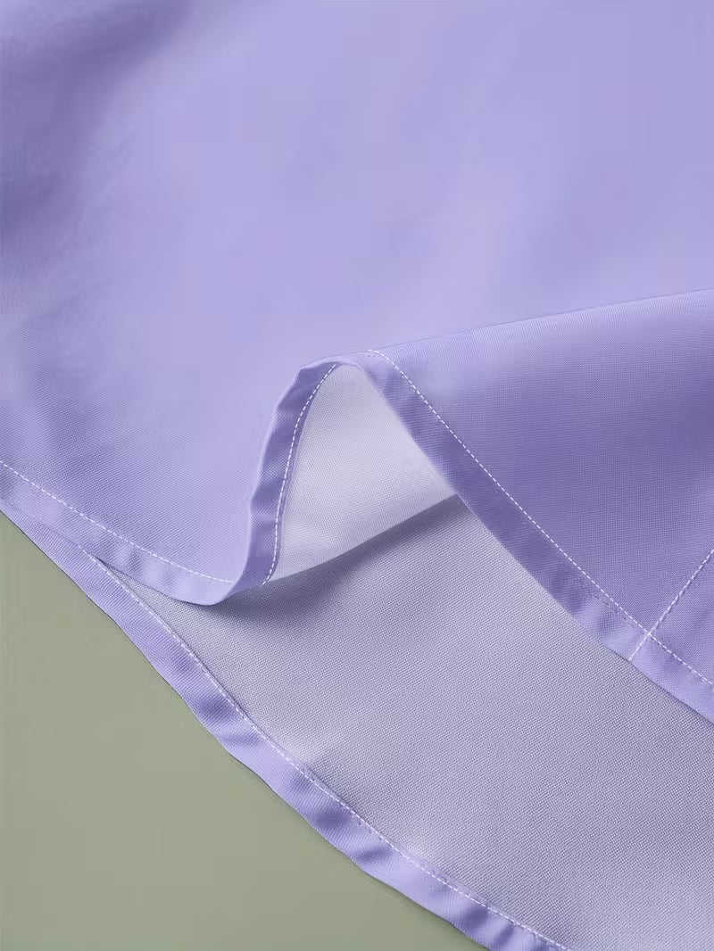 Men's Long Sleeve Shirt - Band Collar - Contrast Trim Detail
