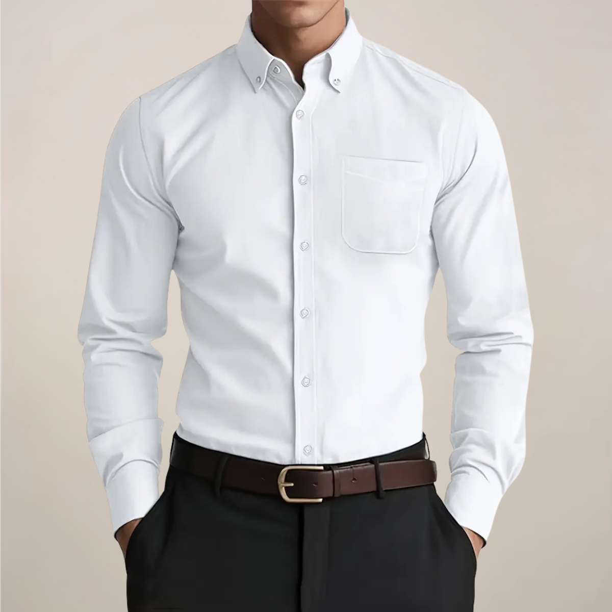 Men’s Long Sleeve Button-Up Shirt – Versatile Style for Work and Off-Duty Wear