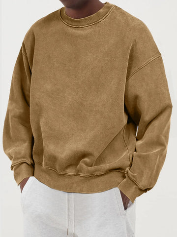 Men's Oversized Jumper - Crew Neck - Acid Wash - Long Sleeve
