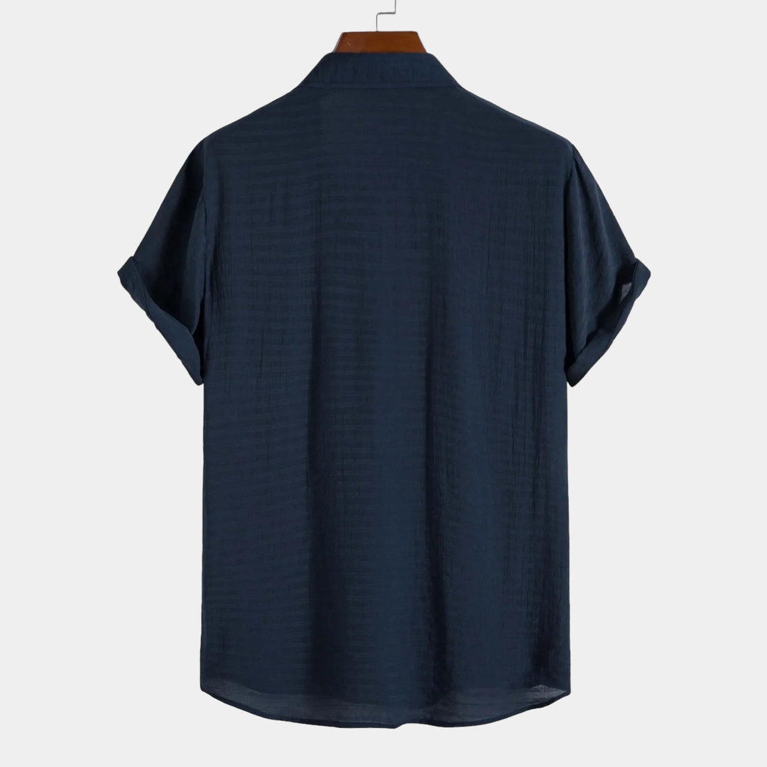 Men's Short Sleeve Button-Down Shirt - Pleated Texture