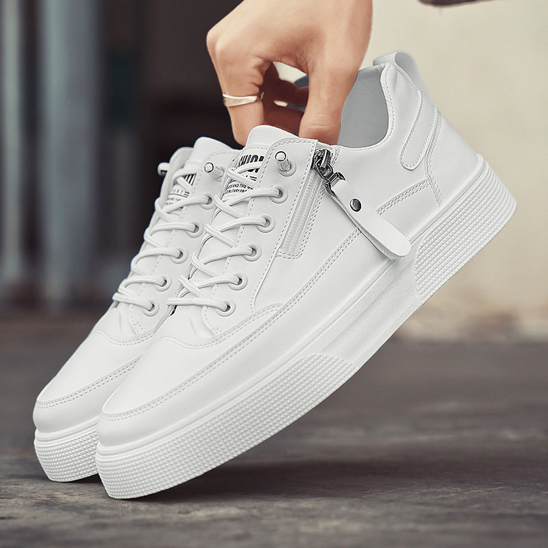 Men's Sneakers - Side Zip - Lace Up - Low Top - Flatform Sole