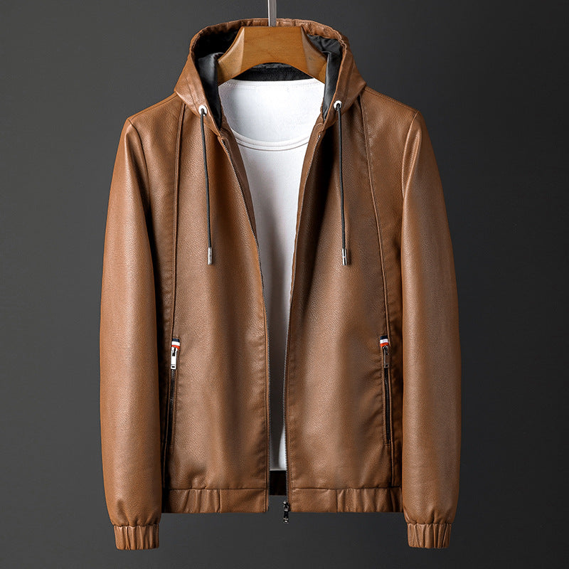 Men's Jacket - Hooded Zip Up Bomber with Elasticated Cuffs and Side Pockets