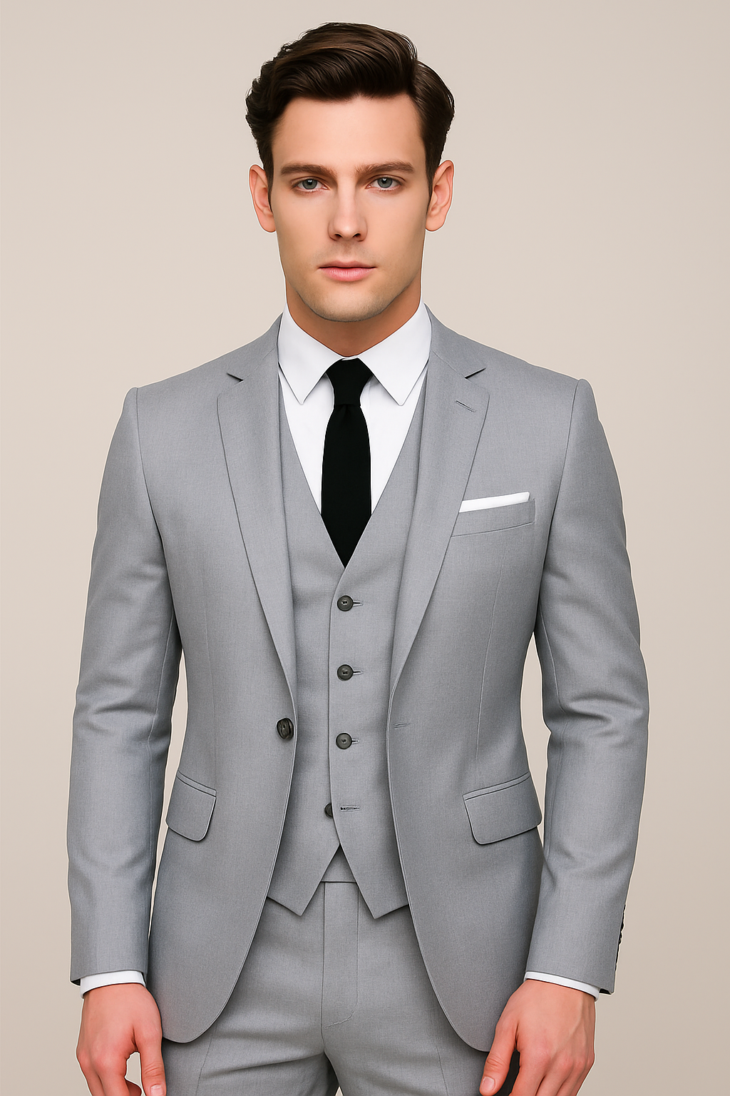 Men’s 3-Piece Slim Fit Suit – Single-Breasted Formal Blazer, Waistcoat and Trousers