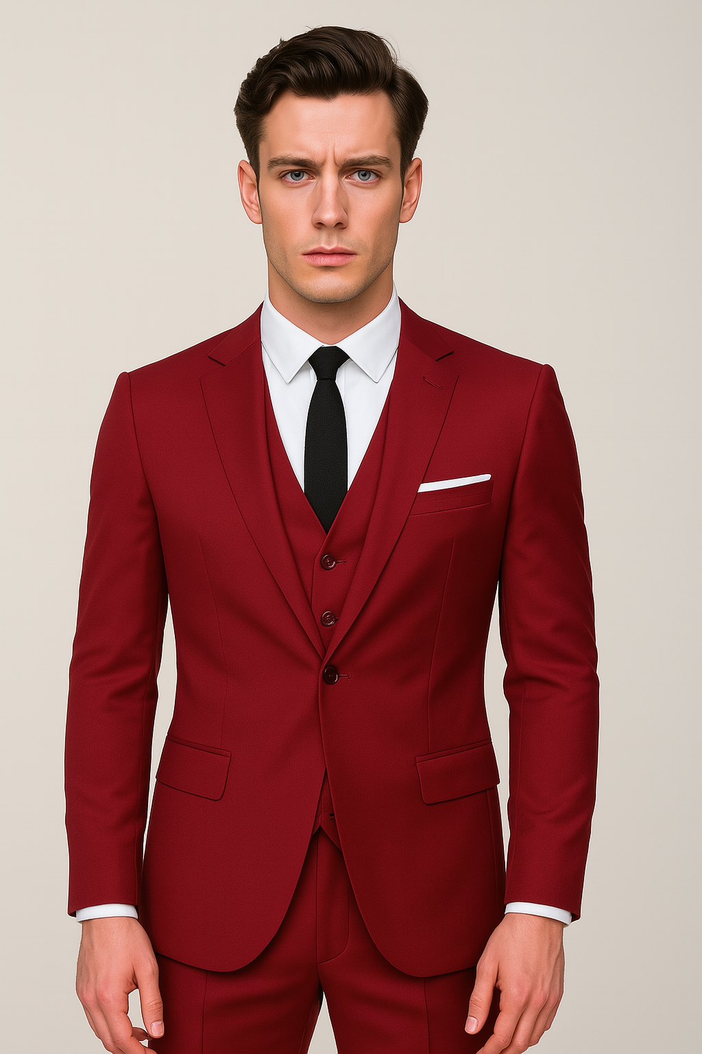 Men’s 3-Piece Slim Fit Suit – Single-Breasted Formal Blazer, Waistcoat and Trousers