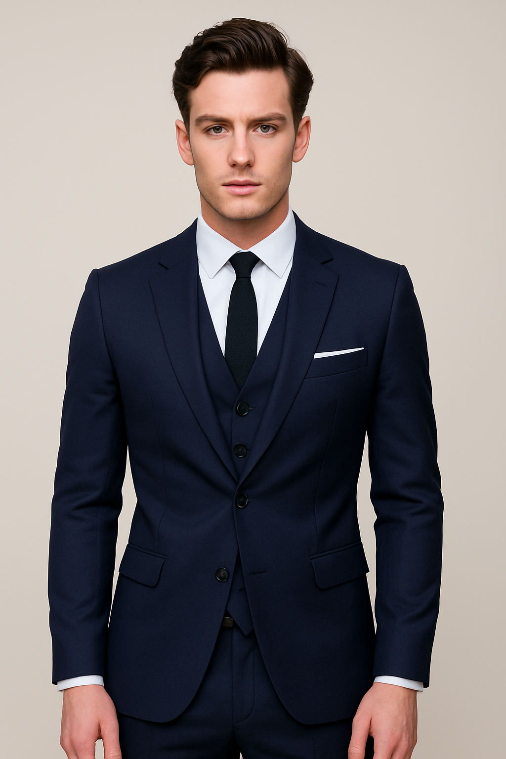 Men’s 3-Piece Slim Fit Suit – Single-Breasted Formal Blazer, Waistcoat and Trousers