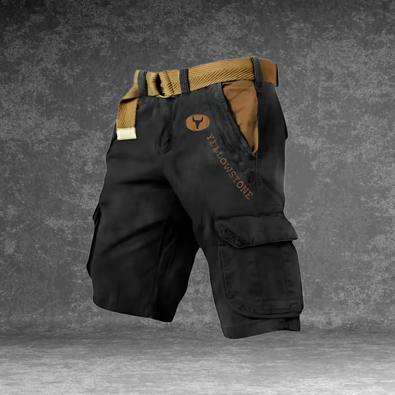 Men’s Cargo Shorts – Belted, Multi-Pocket, Knee Length, Relaxed Fit