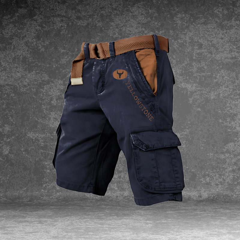 Men’s Cargo Shorts – Belted, Multi-Pocket, Knee Length, Relaxed Fit