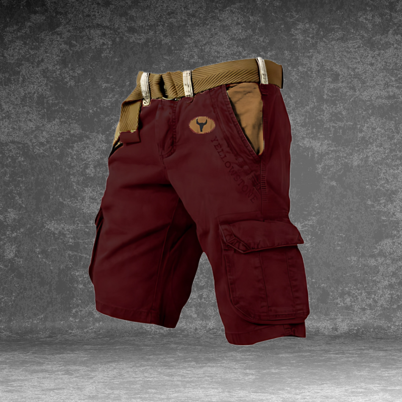 Men’s Cargo Shorts – Belted, Multi-Pocket, Knee Length, Relaxed Fit