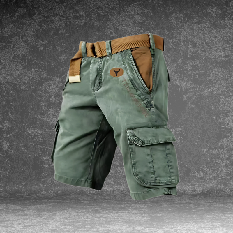 Men’s Cargo Shorts – Belted, Multi-Pocket, Knee Length, Relaxed Fit