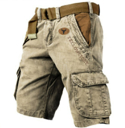 Men’s Cargo Shorts – Belted, Multi-Pocket, Knee Length, Relaxed Fit