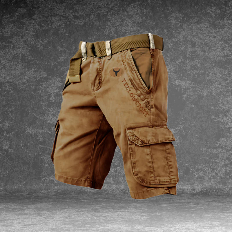 Men’s Cargo Shorts – Belted, Multi-Pocket, Knee Length, Relaxed Fit