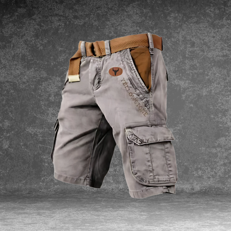 Men’s Cargo Shorts – Belted, Multi-Pocket, Knee Length, Relaxed Fit