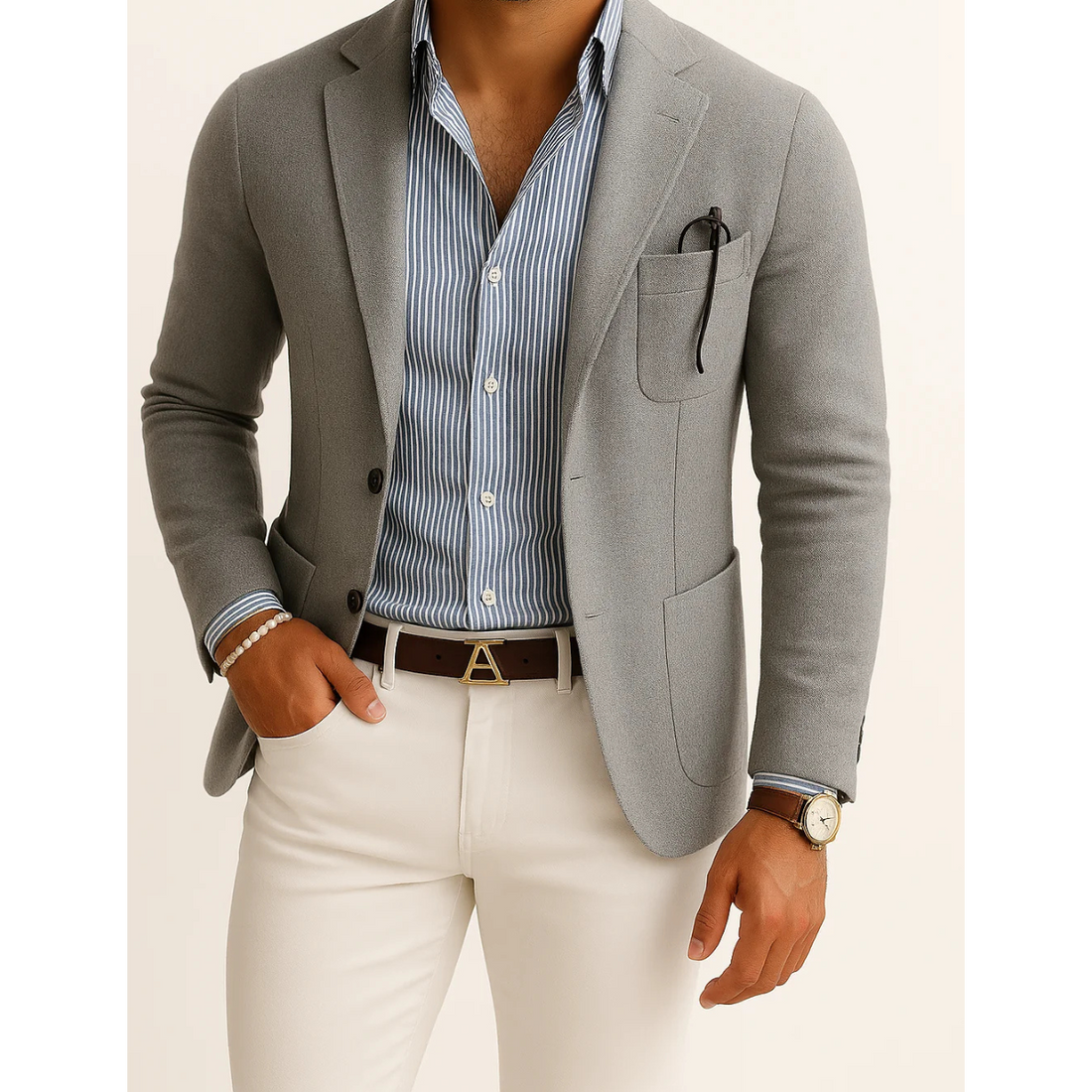 Men’s Casual Tailored Blazer – Refined Fit with Flap Pocket Detailing