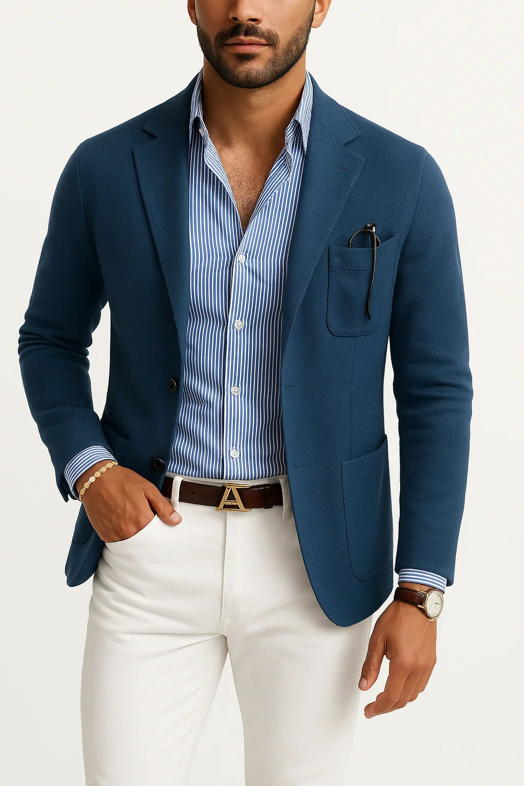 Men’s Casual Tailored Blazer – Refined Fit with Flap Pocket Detailing