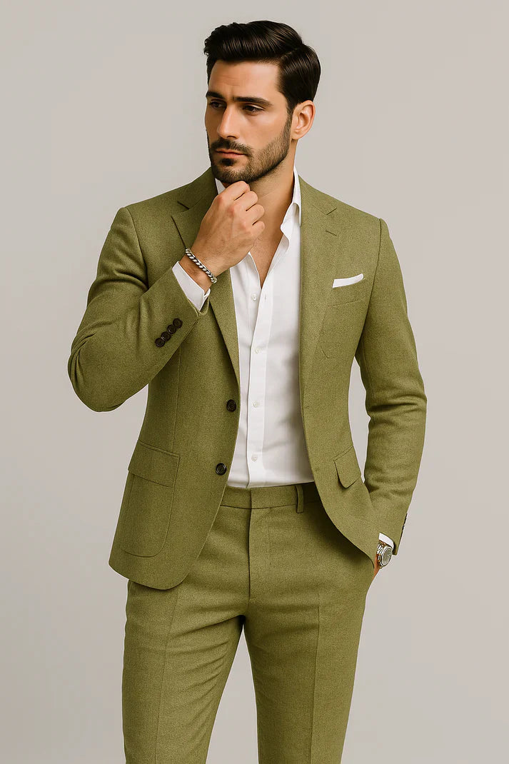 Men’s Classic Linen Two-Piece Suit – Breathable Slim Fit Blazer and Trousers