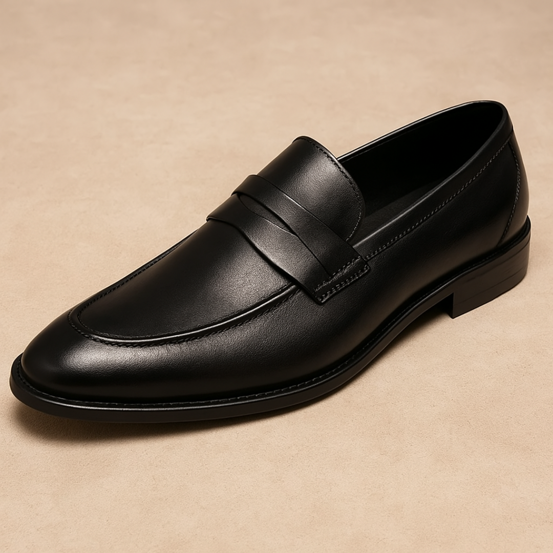 Men’s Classic Penny Loafers – Timeless Black Slip-On Shoes for Formal and Smart Casual Wear