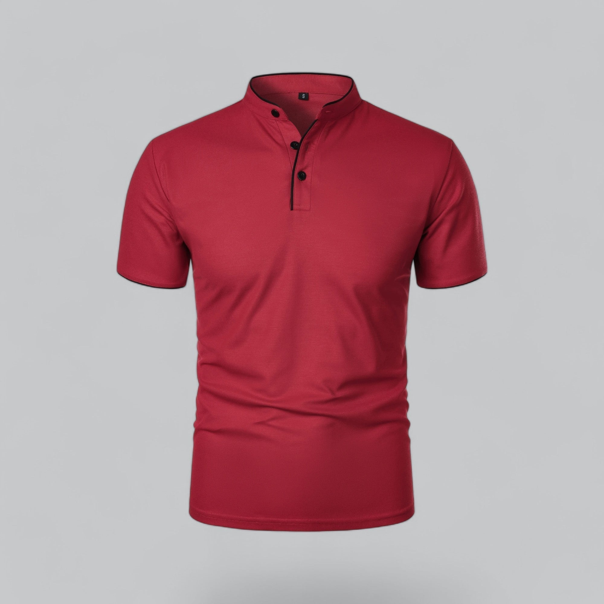 Men's Polo Shirt - Stand Collar Short Sleeve Contrast Trim