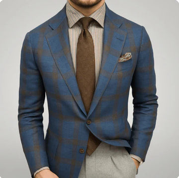 Men’s Checked Suit Blazer for Business and Events