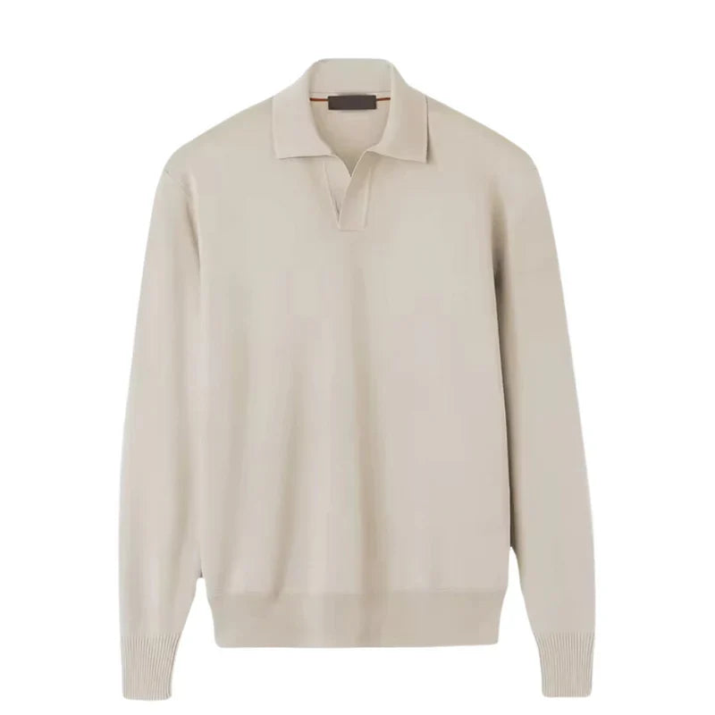 Men’s Long Sleeve Knitted Polo – Classic Smart Casual Staple