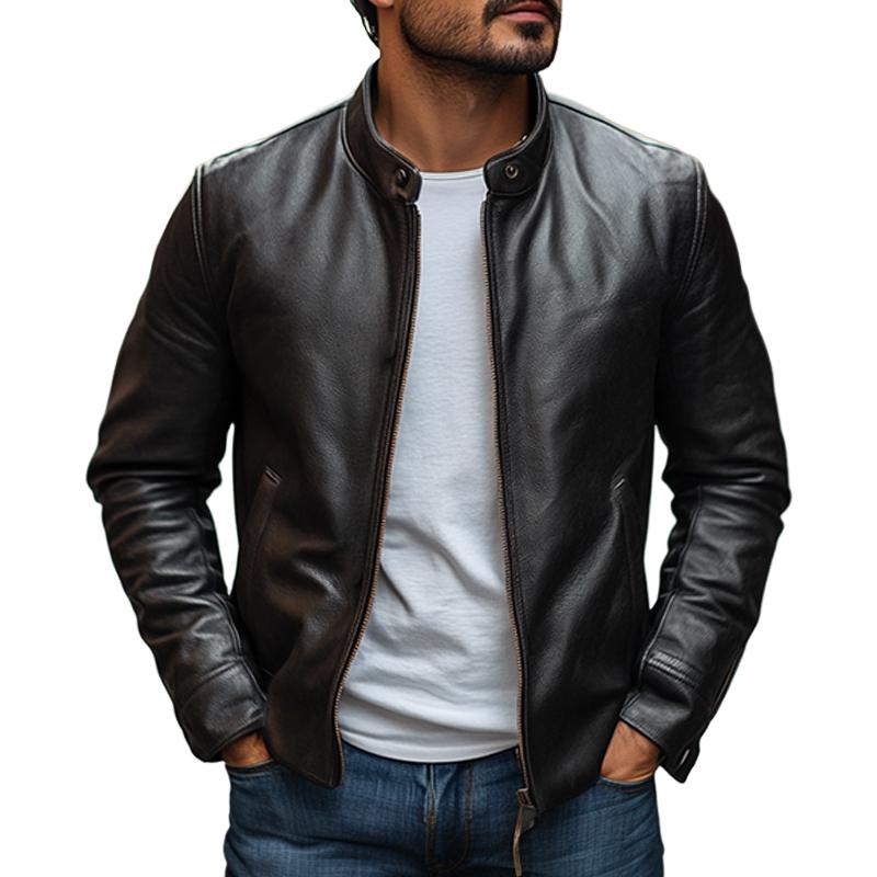 Men’s Mandarin Collared Jacket – Tailored Fit – Sleek Casual Elegance