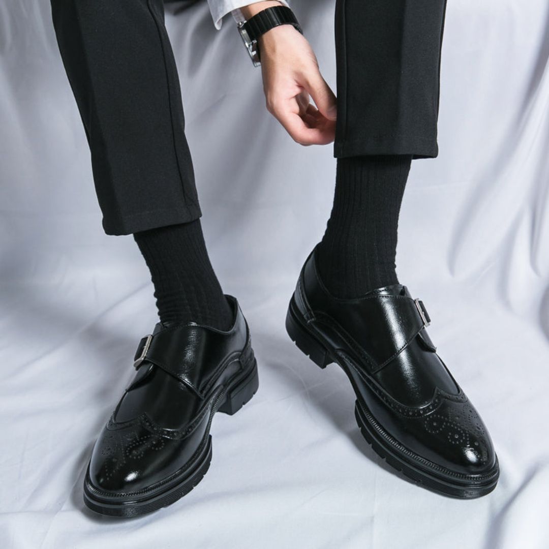 Men’s Monk Strap Oxford Shoes – Wingtip Brogue Design for Refined Formal and Smart-Casual Wear