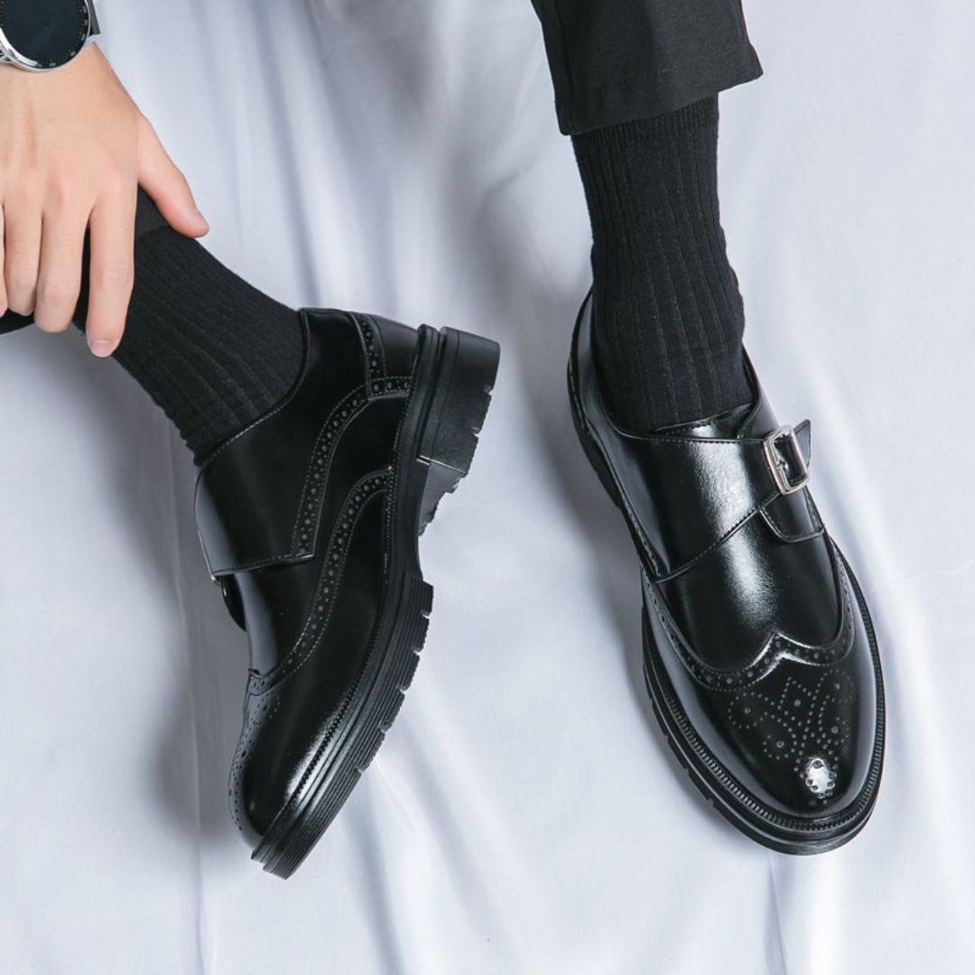 Men’s Monk Strap Oxford Shoes – Wingtip Brogue Design for Refined Formal and Smart-Casual Wear