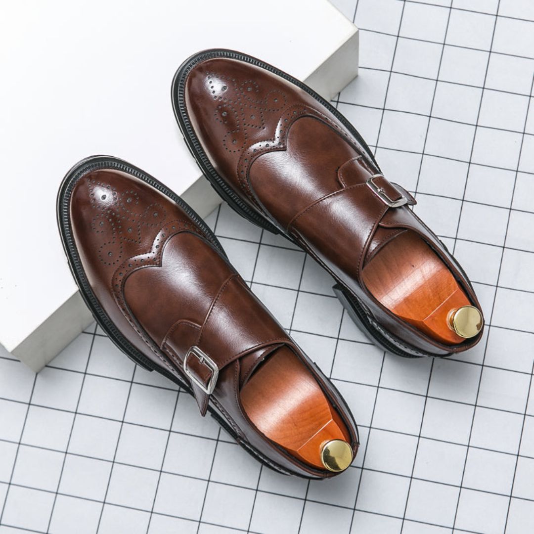 Men’s Monk Strap Oxford Shoes – Wingtip Brogue Design for Refined Formal and Smart-Casual Wear