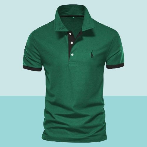 Men’s Polo Shirt – Short Sleeve – Contrast Trim – Classic Button Placket
