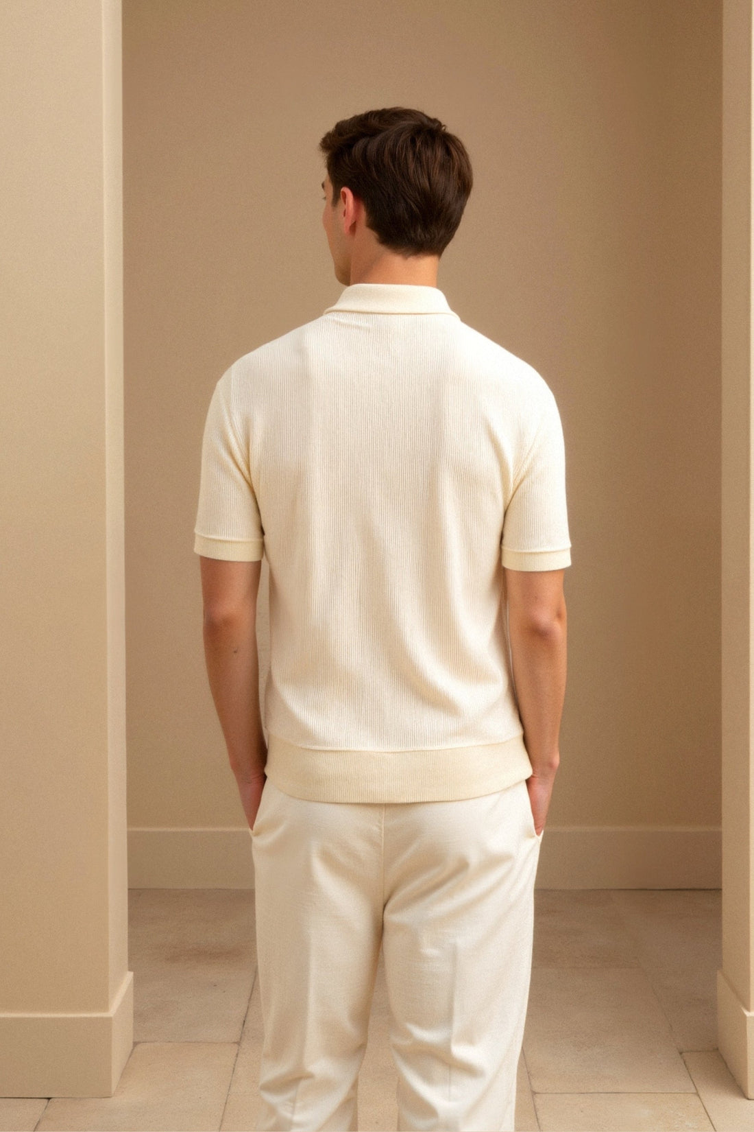 Men’s Ribbed Short Sleeve Polo – Minimalist Essential