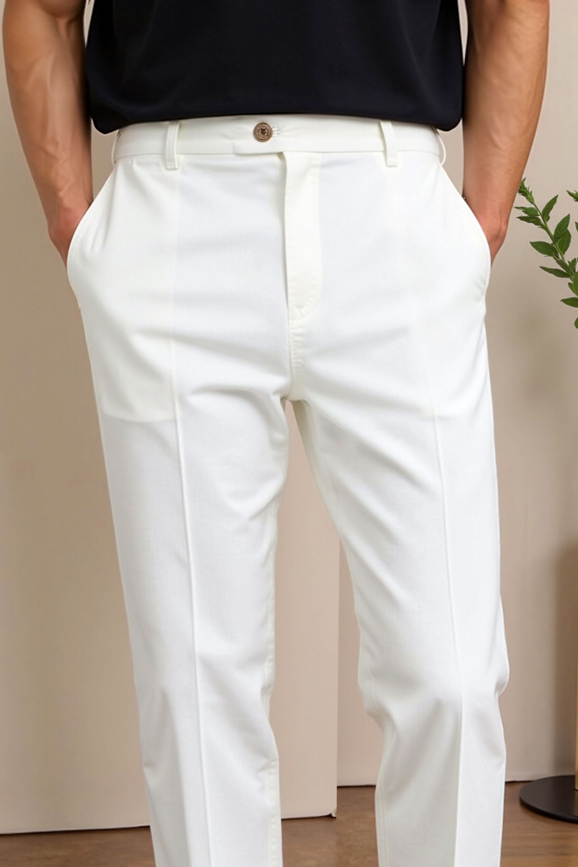 Men’s Slim Fit Ankle Trousers – Mid-Rise Tailored Style