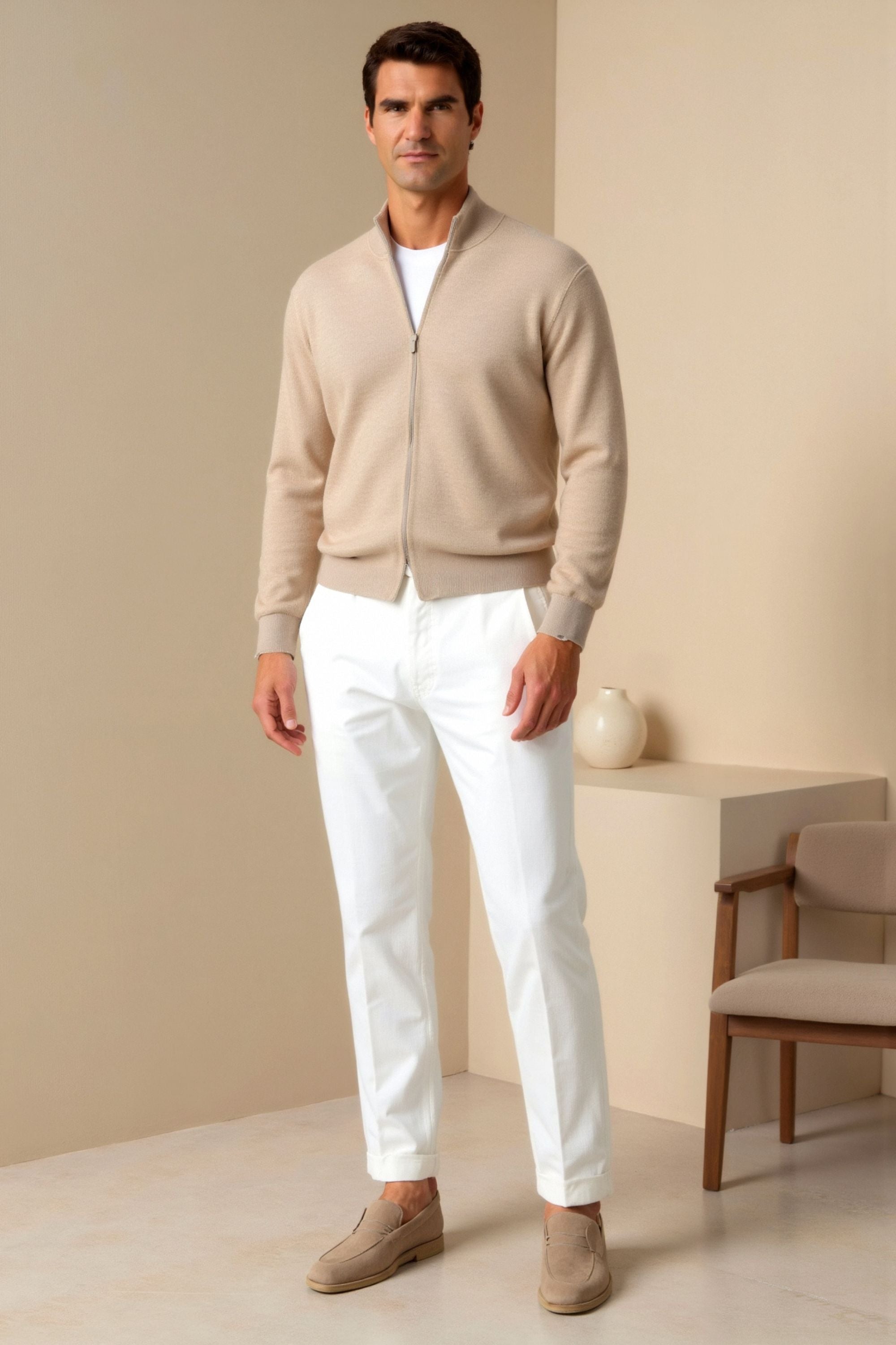 Men’s Slim Fit Ankle Trousers – Mid-Rise Tailored Style