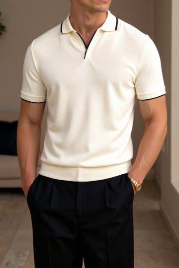 Men’s Slim Fit Polo Shirt – Short Sleeve – Contrast Trim – Tailored Silhouette