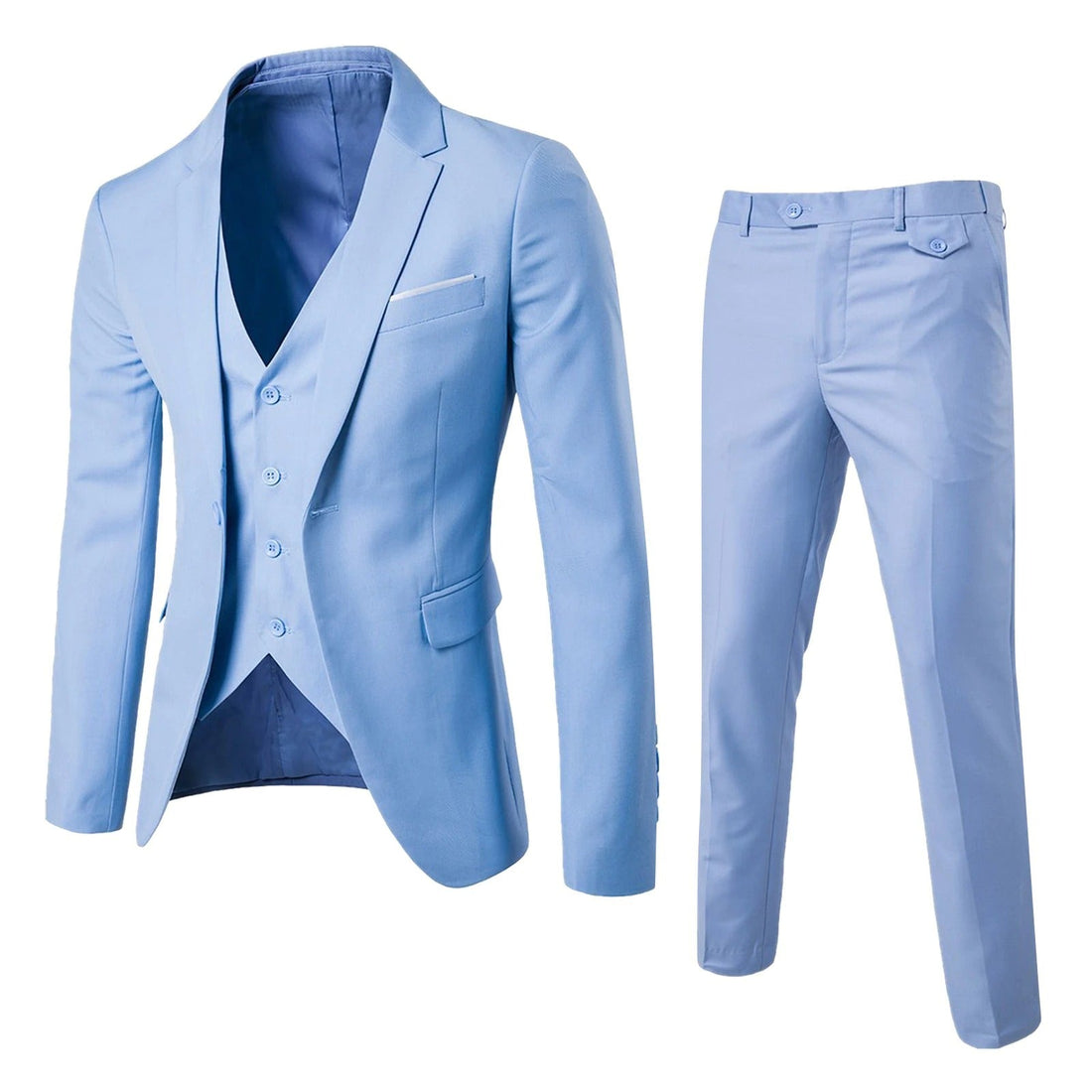 Men’s Slim Fit Three-Piece Suit – Blazer, Waistcoat & Trousers