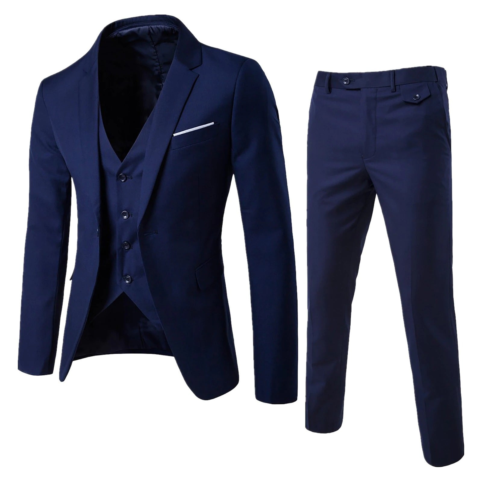 Men’s Slim Fit Three-Piece Suit – Blazer, Waistcoat & Trousers