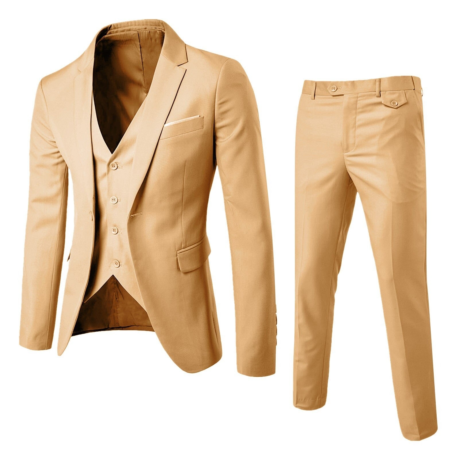 Men’s Slim Fit Three-Piece Suit – Blazer, Waistcoat & Trousers