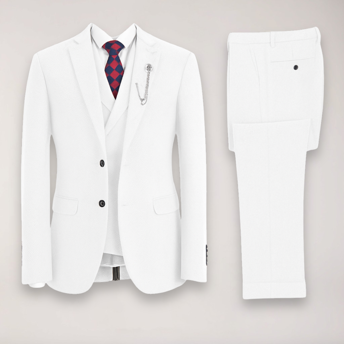 Men’s Tweed Herringbone Three-Piece Suit – Blazer, Waistcoat and Trousers for Formal and Country Events