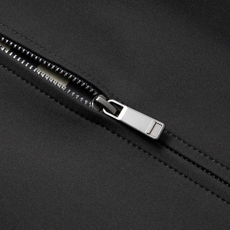 Men’s Smart Casual Jacket – Zip Front Collared Jacket with Side Pockets