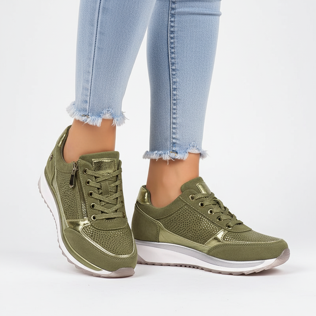 Women's Orthopedic Side Zip Lace-Up Platform Sneakers