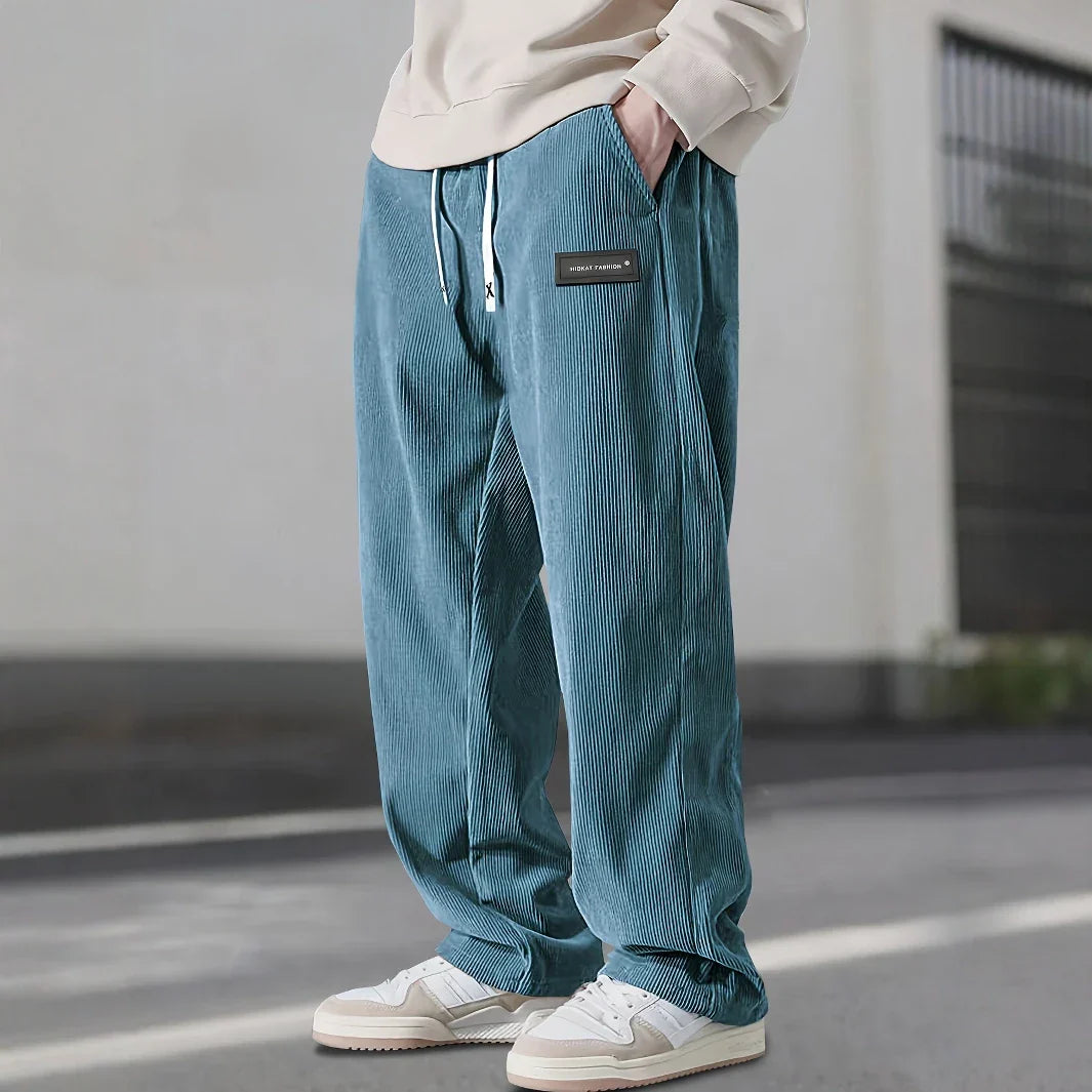 Men’s Corduroy Drawstring Sweatpants – Relaxed Straight Fit