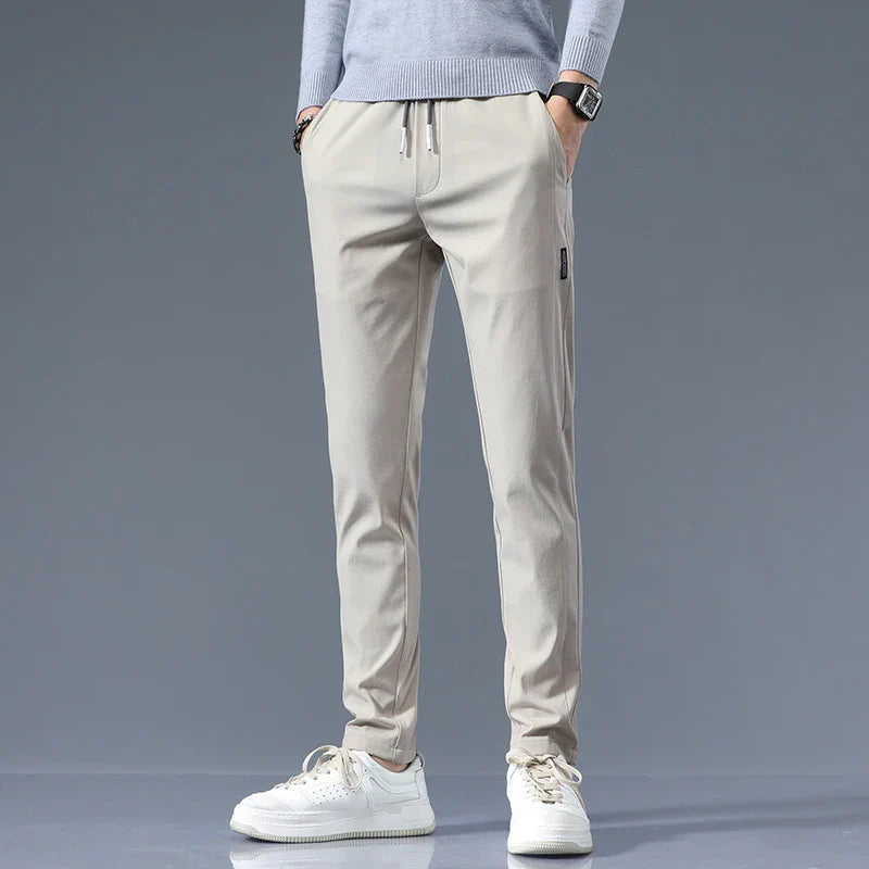Men’s Drawstring Straight-Leg Trousers – Relaxed Casual Fit
